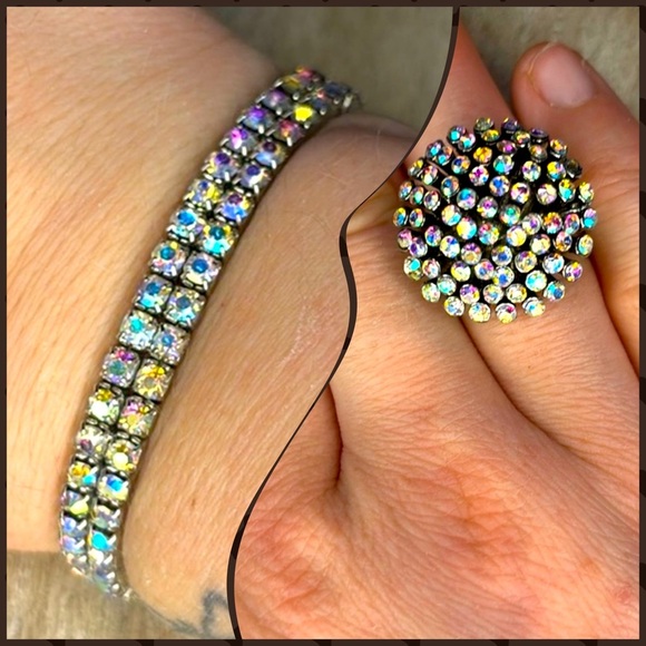 Stunning AB Crystal Bracelet and Ring Set - Picture 1 of 5